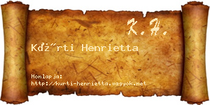 Kürti Henrietta névjegykártya