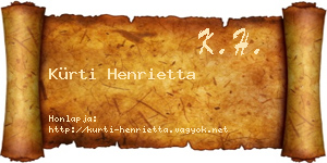 Kürti Henrietta névjegykártya